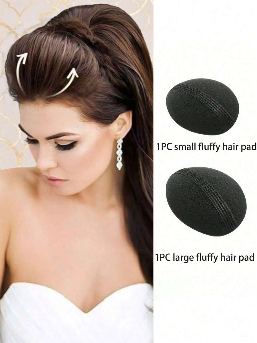 2 件装增发工具、隐形皇冠垫、发型刘海夹、ML 尺寸 - 黑色 - 查看 1