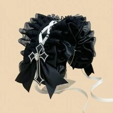 1pc/Set Women's Colorful Butterfly Decor & Wide Lace Headband Hair Accessories, Suitable For Daily Wear And Cosplay, Cute Style, Made Of Polyester And Spandex Halloween Valentine's Day