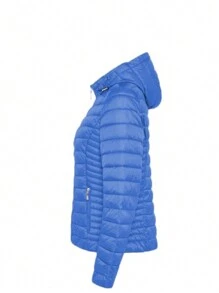 Giacca invernale semplice da donna con zip frontale, tasca, maniche lunghe, tinta unita