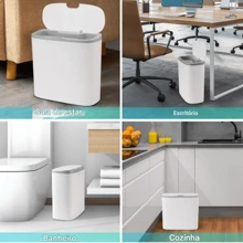 Induction Trash Can 14 Liters Smart Touch Trash Can For Bathroom Kitchen Capacity 14 Liters - White - View 3