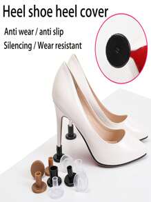 4pcs/1 Pair High Heel Protectors, Non-Slip Wear-Resistant Heel Covers For Women, Fits Modern Latin Dance Shoes With Soft Soles, Round Heels And Quiet Taps, Suitable For Lawn, Beach, Wedding, Latin Dance, Made Of PVC - T-type - View 6