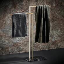 Suporte de toalha de chão em aço inoxidável 304 (1 unidade), com barra dupla e base de mármore, para banheiro. Acessórios e utensílios para banheiro. - Multicolorido - Ver 6