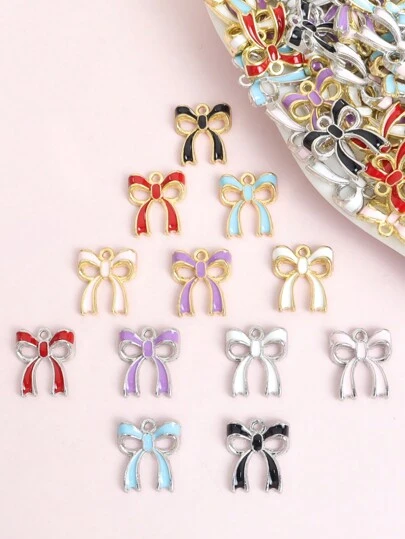 20pcs Stylish Multicolor Bowknot Enamel Drip Oil Charms, Cute Vibrant Bowknot Alloy Pendants For DIY Sweet Princess Style Girls Necklaces Bracelets Earrings Keychains Bag Accessories - Ideal Gift For Couples And Friends Valentines