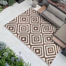 Outdoor Patio Rugs Waterproof Large Plastic Straw Rugs Reversible Portable Picnic Blanket Easy Cleanning Camping Mat Outdoor Area Rug For Garden Balcony Deck - 咖啡棕 - 查看 1
