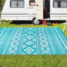 Outdoor Rugs For Patio Waterproof Large Plastic Straw Rugs Reversible Portable Picnic Blanket Easy Cleanning Camping Mat Outdoor Area Rug For Garden Balcony Deck - Teal - View 11