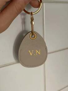 Personalized Faux Leather Keychain Alphabet Engraving Handmade Keyring, Accessory For Car Keys Business Cards, Bag Charm Trinkets - Keychain - View 5