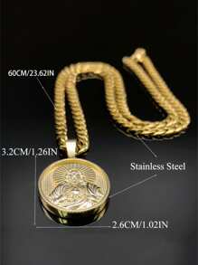 圣心耶稣天主教项链，男女皆宜，不锈钢金银吊坠项链，时尚配饰，情侣礼物