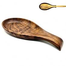 1pc Walnut Wooden Spoon Rest Cooking Spoon Holder Organizer Heat-Resistant Wood Utensil Rest, Spoon Holder For Stove Top, Kitchen Utensil Holder For Ladles, Turner, Brush, Spatula& More