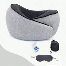 1pc, New Travel Pillow - Soft Cover, 100% Memory Foam Filling, Portable U-Shaped Neck Pillow For Airplanes, Cars, Offices, And Upright Sleeping - Ergonomic Design For Ultimate Comfort And Support - Grey - View 14