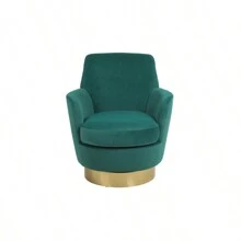 Velvet Swivel Barrel Chair, Swivel Accent Chairs Armchair For Living Room, Reading Chairs For Bedroom Comfy, Round Barrel Chairs With Gold Stainless Steel Base (Emerald)