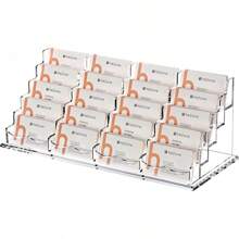 Soporte para tarjetas de visita para computadora, 2 ranuras de nivel 2, soporte de exhibición de acrílico transparente para mujeres y hombres, organiza 100 tarjetas, 1 paquete (2 ranuras-H) Adecuado para aprender, trabajar y enseñar en el aula. - 1 ranura - Ver 12