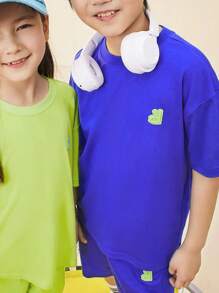 Annil Pantaloni scurți pentru fete Tween, pantaloni antibacterieni cu capse lungi pentru vară, ocazional și sportiv. - Albastru - Vizualizare 3