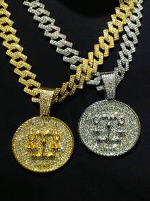 1 件合金幸运圆形鳞片图案吊坠，象征公平与正义，嘻哈街头风格项链，舞蹈装饰珠宝礼物 - 天秤吊墜 - 查看 2