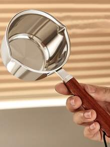 1pc Multifunctional Hot Oil Pot, Stainless Steel Mini Frying Oil Pot, Kitchen Hot Oil Pot, Oil Pouring Pot, Oil Spraying Pot With Dual Pouring Spouts, Suitable For Left Or Right Handed - Silver - View 6