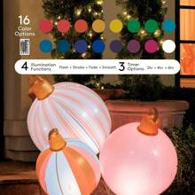FUNBOY Giant Inflatable Light-Up Classic Pink Christmas Ornaments, 3 Giant Sizes 24'', 22'' And 16.5'' Indoor/Outdoor (3 Pack) - 1 - View 6