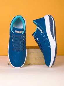 أحذية نسائية بكعب جذابة ، أحذية رياضية بقاعدة للتقوية ، أحذية مشي عادية رياضية - الأزرق - مشاهدة 6