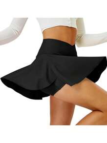 Women's Outdoor Exercise Sports Cross High Waist Skirt, Slimming, With Pockets, Looks Like Shorts, Spring/Summer