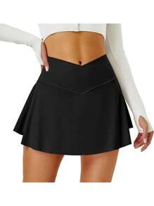 Women's Outdoor Exercise Sports Cross High Waist Skirt, Slimming, With Pockets, Looks Like Shorts, Spring/Summer