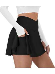 Women's Outdoor Exercise Sports Cross High Waist Skirt, Slimming, With Pockets, Looks Like Shorts, Spring/Summer
