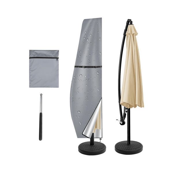Schirmbezug für 12ft Outdoor Schirme, 210D Baldachin wasserdichte Sonnenschirm Abdeckung für freitragende Offset Bananenschirme mit Reißverschluss für UV regen Wind und Staub Schutz (pessimistisch)