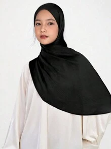 New One Piece Big Size Plain Textured Shine Chiffon Shawl Hijab Basics Arab-Style Ligh Headscarf Malaysia Undercap Headwrap High-Elasticity Scarf Hijab For Girl - Multicolor - View 9