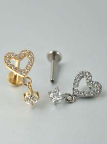 1PC Titanium Internally Threaded Waterdrop Dangle Labret Double Chain Dangle Top Helix Cartilage Piercing Ear Tragus Daith Earrings Jewelry