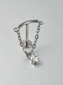 1PC Titanium Internally Threaded Waterdrop Dangle Labret Double Chain Dangle Top Helix Cartilage Piercing Ear Tragus Daith Earrings Jewelry