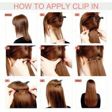 Extensiones de cabello sintético, set de 7 piezas con 16 clips, de color marrón mezclado con rubio, ondulado largo, resistente al calor, para uso diario, de fiesta y vacaciones de las mujeres
