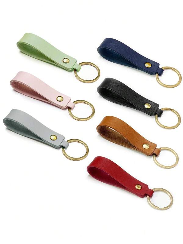1 pezzo/7 pezzi Portachiavi in pelle, anelli portachiavi in pelle, portachiavi per auto, anello portachiavi in metallo con pendente in pelle, portachiavi in PU, ciondolo per chiavi d'auto, portachiavi in pelle per uomo e donna, cinturino in pelle, anello portachiavi con passante in pelle, accessori per auto, ciondolo per zaino, scuola