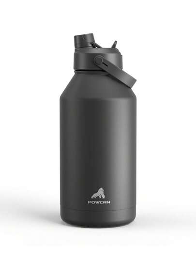 Botella de agua aislada de 64 oz con pajita 2 en 1 y tapa con boquilla, mantiene el frío las 24 horas, a prueba de fugas, botella de agua de acero inoxidable de doble pared para deportes, gimnasio, viajes y escuela, serie Diamond