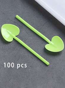 100 件/包心形一次性勺子 - 适用于冰淇淋、冰沙和甜点 - 鲜艳的颜色、耐用的 PS 塑料 - 非常适合派对、野餐和露营 - 彩色 - 查看 7