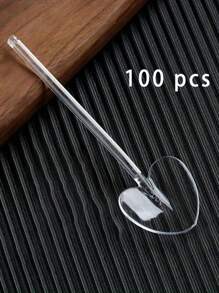 100 件/包心形一次性勺子 - 适用于冰淇淋、冰沙和甜点 - 鲜艳的颜色、耐用的 PS 塑料 - 非常适合派对、野餐和露营 - 彩色 - 查看 9