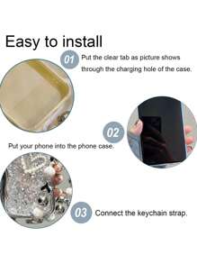 时尚奢华水钻心形创意立体支架带闪光渐变防摔软壳和手链兼容 iPhone 16/15/14/13 Pro Max X XR、S25/S24/S23 Ultra Plus、Moto、华为、小米、Redmi Note、OPPO Reno 11/10、Vivo - 銀色 - 查看 6