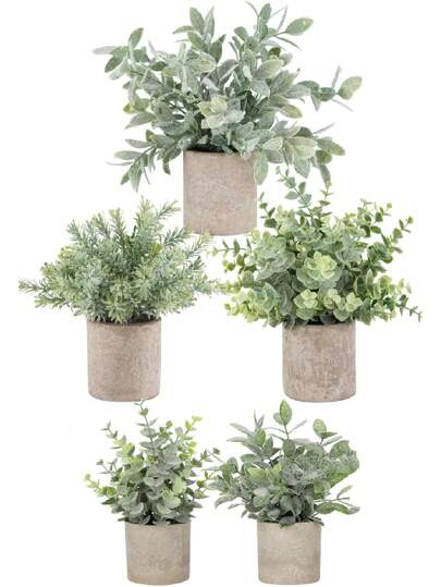 Minikrukväxter Konstgjorda Plast Eukalyptusväxter Topiaries För Hemkontor Skrivbord Bondgårdsrum Inredning,Faskväxter Mini konstgjord grönska Krukväxter För Heminredning Inomhus Kontor Bord Rum Bondgård