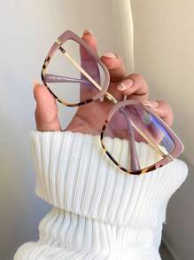 Novos óculos de grau estilo gatinho retrô, armação grande unissex com blocos de cores para mulheres