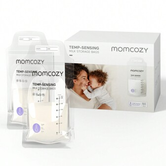 Momcozy Momcozy Breastmilk Storing Bags 180ml, Temp-Sensing Discoloration Milk Storing Bags For Breastfeeding, Disposable Milk Storage Bag With Self Standing, No-Leak Milk Freezer Storage Pouches