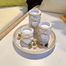 Set portacandele in legno bianco, portacandele da tè, ciotola decorativa in legno carino con portacandele da tè e pietre decorative per un'atmosfera accogliente, portacandele in legno, stile Ins regalo per matrimonio, anniversario, festa della mamma, decorazione per feste, regalo per l'inaugurazione di una casa, regalo per San Valentino, decorazione per tavolino da caffè per il salotto, decorazioni per il camino nel salotto, decorazione da tavolo rustica e vintage, accessori per il salotto, centrotavola natalizio