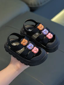 儿童平底凉鞋，新款时尚男童夏季沙滩鞋，软底幼儿休闲凉鞋，适合日常穿着 - 黑色 - 查看 8