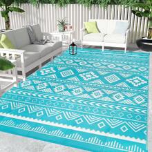 Outdoor Rugs For Patio Waterproof Large Plastic Straw Rugs Reversible Portable Picnic Blanket Easy Cleanning Camping Mat Outdoor Area Rug For Garden Balcony Deck - Teal - View 10