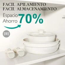 GiPP GiPP Juego de ollas con mango extraíble, juego de ollas y sartenes de 11 piezas con revestimiento antiadherente, juego de ollas de inducción, apto para horno, para todo tipo de cocinas, sin PTFE/PFOA, blanco