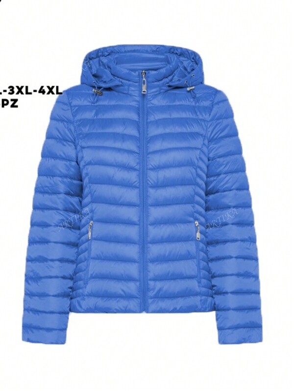 Giacca invernale semplice da donna con zip frontale, tasca, maniche lunghe, tinta unita