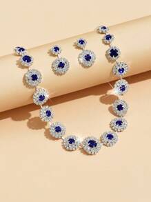 3 pièces Set de bijoux Collier et Boucles d'oreilles Strass Élégants, Accessoire polyvalent pour robe de mariée, mariage, banquet, fête