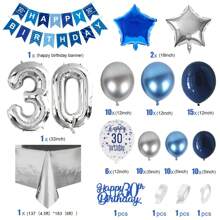 30th Birthday Decorations Men, Navy Blue Silver 30th Birthday Balloons With Happy 30th Birthday Banner, Confetti Balloon Foil Number 30 Foil Balloons ​For Men Women 30th Birthday Party Decorations - 30 - View 2