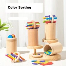 Juguetes de madera: Juguetes de motricidad fina 3 en 1, juguetes sensoriales y de agitación para clasificar colores, juguetes de permanencia de objetos y de causa y efecto - Multicolor - Ver 7