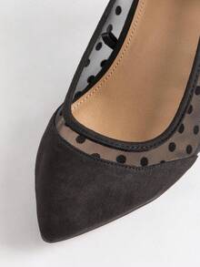 Mesh Dot Heel - Black - View 4