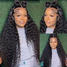 26Inch Long Curly Synthetic Wigs For Women13x4 Deep Water Wave Lace Front Wig  Natural Loose Deep Wave Crimps Curly Wig  For Women Holiday Festival Chrismas Daily Party Daily Used - 黑色 - 查看 4