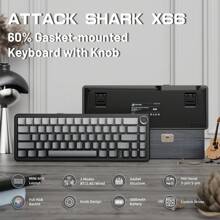 X66 Gasket Wireless Mechanical Keyboard With Volume Knob,60% Bluetooth/2.4GHz/Wired Gaming Keyboard,RGB Backlit,OEM Tri-Color PBT Keycaps,66 Keys Hot Swappable For PC/