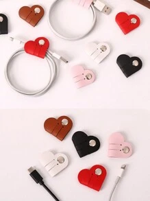 15/8/6/3/1pc 心形线收纳器、USB 线收纳器、皮革线收纳器、心形管理耳机绕线器、线束固定器、整理耳机线、可爱耳机盒礼物，适合女性女孩 - 彩色 - 查看 4