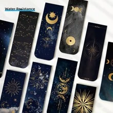 12 件夜月食磁性书签 - 防水、耐用、多设计，适用于书籍、办公室和家庭使用（页夹、冰箱贴、板夹）、学校用品、返校