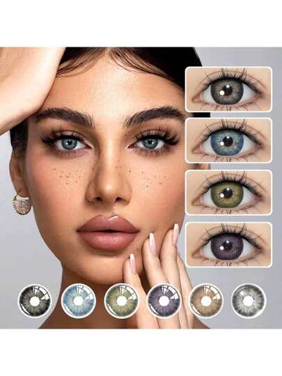 50 pares de lentes de contacto blando color, aspecto de ojos grandes, diámetro 14,5 mm, lentes de contacto de 1 año, con estuche acompañante, pinzas, clip